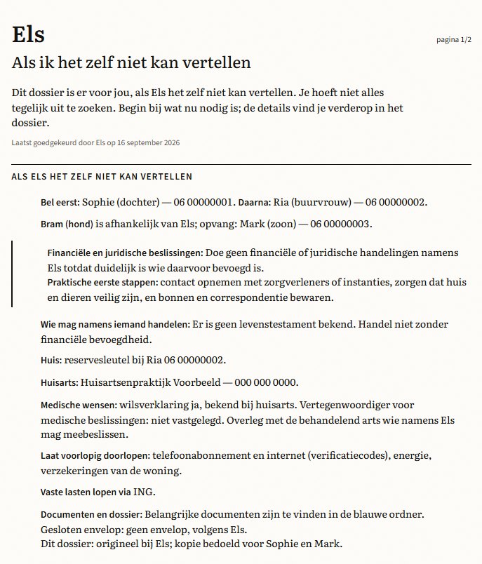 Echte uitsnede uit Als ik het zelf niet kan vertellen, voor de fictieve Els. Dezelfde tekst staat hieronder.